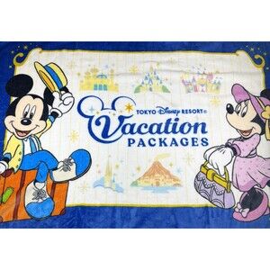 Tokyo Disney Resort Vacation Package Mickey Minnie Fleece Throw Blanket 55” X 40